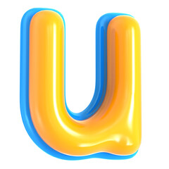 Yellow Alphabet with Blue 3D Letter u