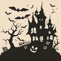 Eerie Halloween Night at the Spooky Haunted House