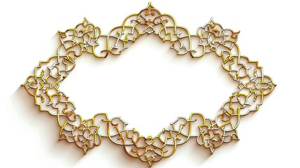 Obraz premium Luxurious illustration of a golden Islamic frame on a white background