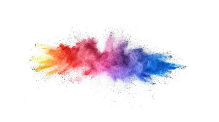 Multi-color powder explosion on white background. Colorful dust explode. Paint Holi
