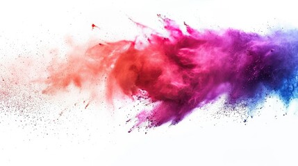 Multi-color powder explosion on white background. Colorful dust explode. Paint Holi