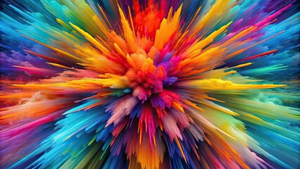 Obraz premium Abstract explosion of vibrant colors , rainbow, explosion, abstract, vivid, colorful, bright, burst, energetic