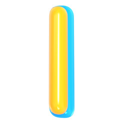 Yellow Alphabet with Blue 3D Letter I Render