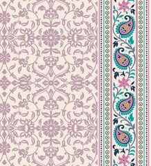 wedding card design, traditional paisley floral pattern , royal India	