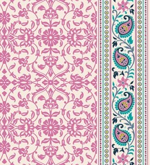 wedding card design, traditional paisley floral pattern , royal India	