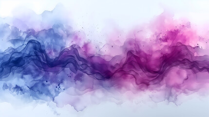 Obraz premium Watercolor Wave. Abstract purple, pink and blue watercolor gradient pastel fluid background painting