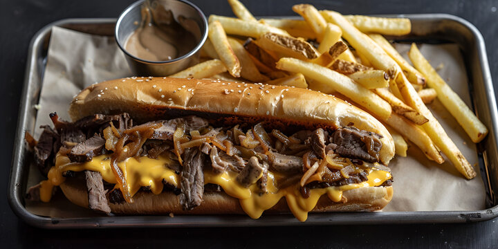 Cheesesteak Sandwich Beef Steak Subs and cheeps":