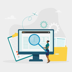 Fototapeta premium Document management software, document management application, compound documents concept. Vector illustration. 