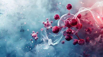 microscopic view of a molecule with a wispy smoke trail in the background. AI generated