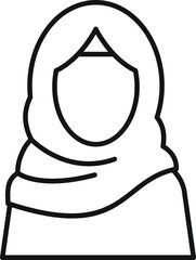 Minimalist line drawing of a young muslim woman wearing a hijab