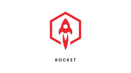 hexagon rocket logo design template