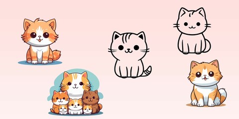 Fototapeta premium set of cartoon cats 