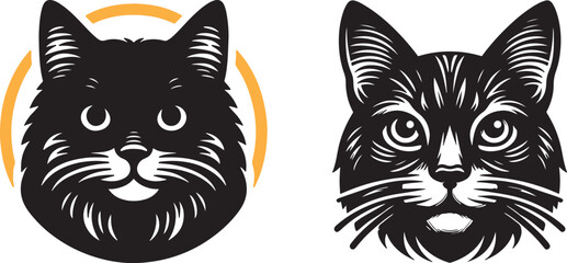 Fototapeta premium cute cat head silhouette vector bundle