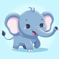 Obraz premium Cute Elephant Cartoon Illustration. Generated AI