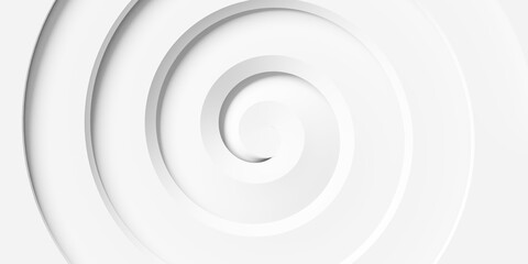 Downward white spiral background wallpaper banner flat lay top view from above with copy space