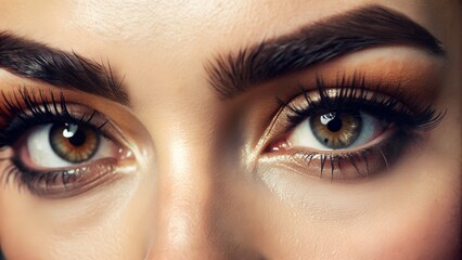 Obraz premium Close-Up of Beautifully Styled Eyebrows with Precision and Definition. Perfect for: Beauty Campaigns, Makeup Tutorials, Skincare Events