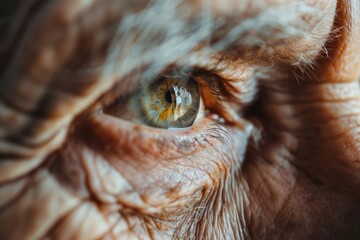 Closeup of senior man face and eye, age, vision and old people concept