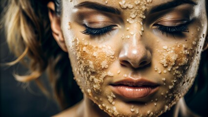 Detailed Capture of Exfoliated and Glowing Facial Skin. Perfect for: Skincare Ads, Beauty Blogs, Health Magazines