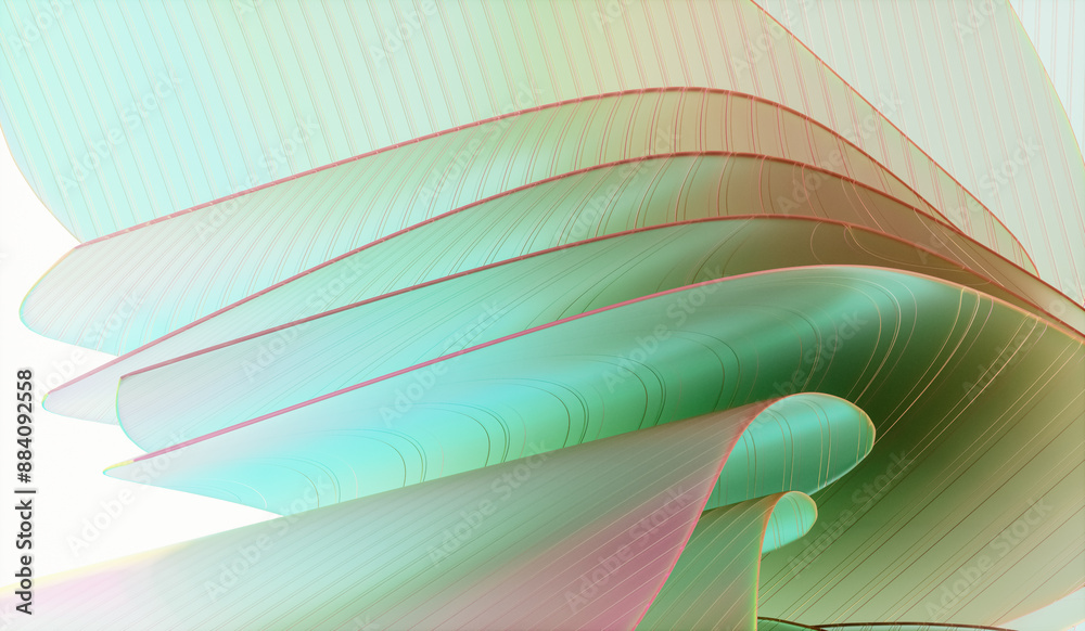 Aufkleber 3d rendering of abstract layered crystal glass background.
