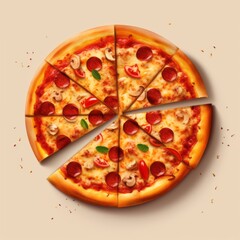 A delicious pepperoni pizza topped with fresh basil