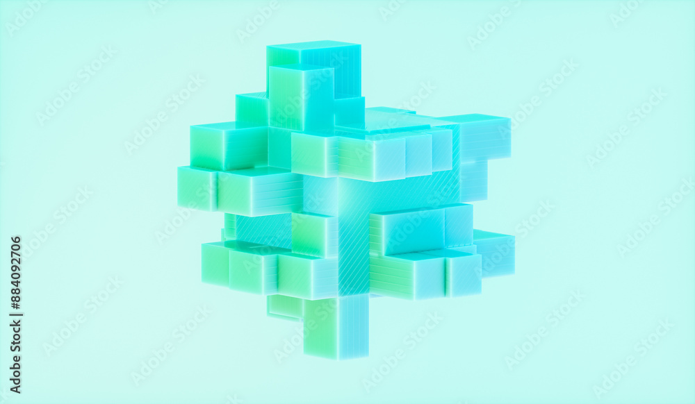Poster Abstract futuristic innovation business technology background with isometric 3d cube. 3d rendering.