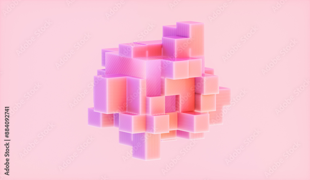 Poster Abstract futuristic innovation business technology background with isometric 3d cube. 3d rendering.