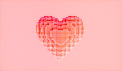 Abstract 3d love icon. Valentine's day concept. pixel art style.
