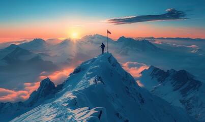 Working with a businessman who has ambitious goals, we set up clear expectations to help them reach their objectives, symbolized by the flag on the mountaintop.