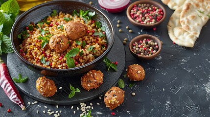 Kibbeh - Arabic style seared meatballs mixed, kibbeh of beef meat mixed with bulgur.