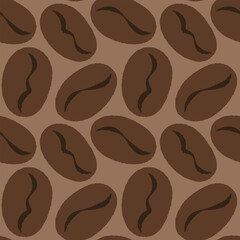 Vector vintage seamless pattern with coffee beans. Retro pattern with coffee bean