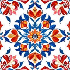 Vector image of colorful Moroccan, Portuguese tiles, azulejo with ornament. AI generation.
