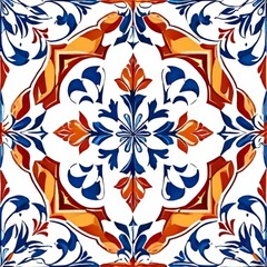 Vector image of colorful Moroccan, Portuguese tiles, azulejo with ornament. AI generation.
