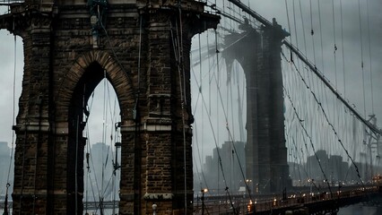 Fototapeta premium Industrial Elegance of the Brooklyn Bridge