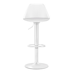 Bar stool with back isolated on white background. Realistic 3d vector mockup. White swivel high bar chair. Mock-up