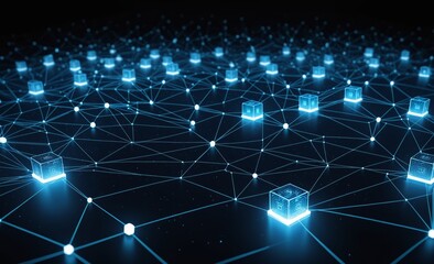 Fototapeta premium Blockchain Network with Glowing Nodes