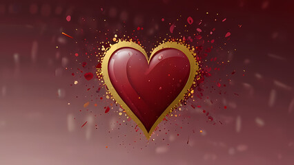 Valentine's background that feels like a celebration of love, with swirling patterns, explosions of confetti hearts, and a palette of romantic colors like crimson, rose, and gold