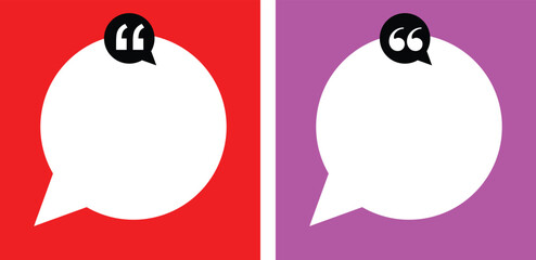 Modern Speech Bubble Quote Template Set. Editable Colorful Motivational and Inspirational Blank Bubble Frame for opportunities with Quotation Marks and Copy Space for Quotes. Isolated Stock Vector