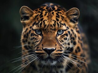 Obraz premium AI generated illustration of an Amur leopard with intense eyes