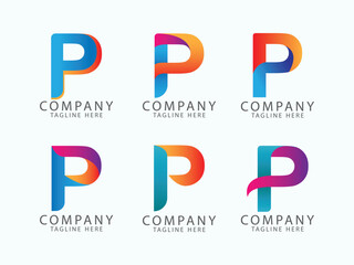 Gradient p logo design  collection