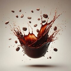 Coffee splashing with beans 