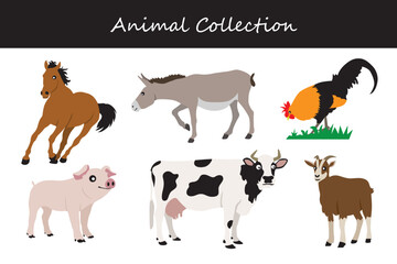 Animals collection. Flat style vector illustration.