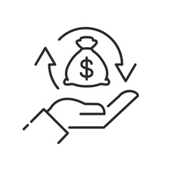 Cash back Icon. illustration of a person holding a cash money.