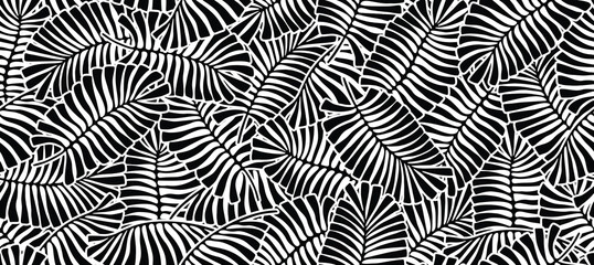 Tropical palm leaves geometric seamless pattern.