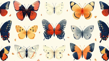 Delicate and Colorful Butterflies in a Whimsical Arrangement