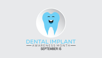 Fototapeta premium Dental Implant awareness month is observed every year on September. banner design template Vector illustration background design.