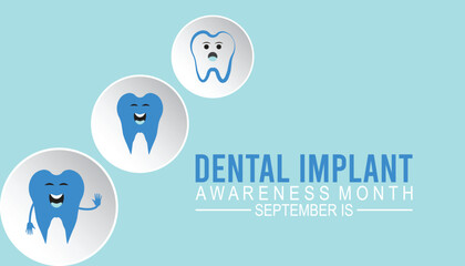 Dental Implant awareness month is observed every year on September. banner design template Vector illustration background design.