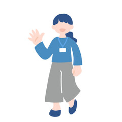 片手をあげて挨拶するビジネスパーソンのフラットなイラスト