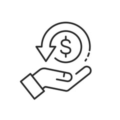 Cash back Icon. Return money thin line icon.
