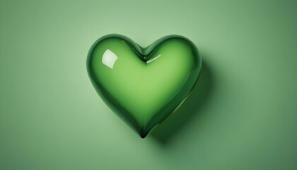 A large green heart-shaped object against a plain green background
