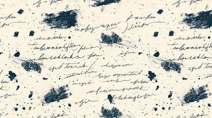 An artistic image displaying abstract handwritten text combined with dark paint splatters on a light background, creating a contemporary and expressive visual theme.